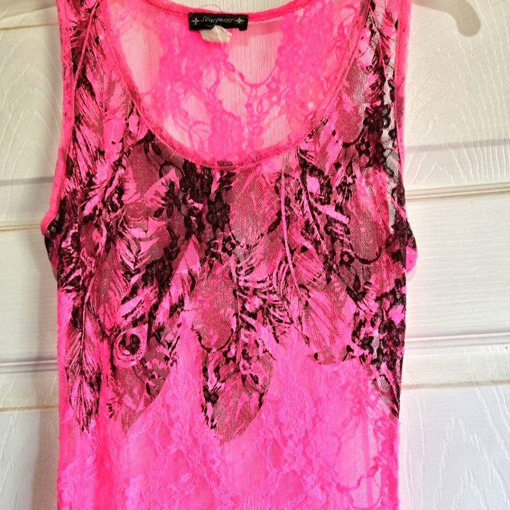 Hot Pink Lace Tank by StarGazer